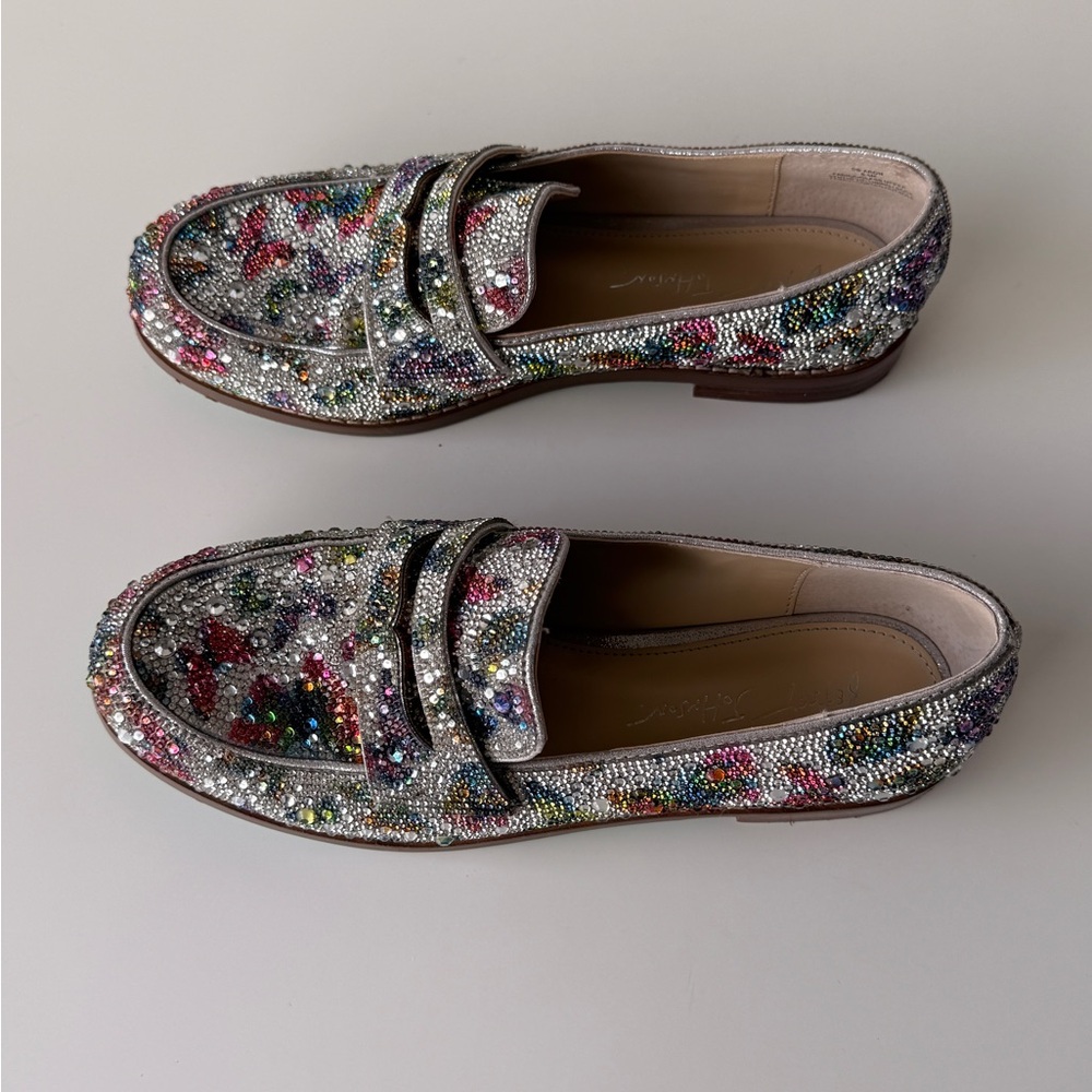 Betsey Johnson Silver Multicolor Crystal Embellished Loafers - Picture 3 of 9